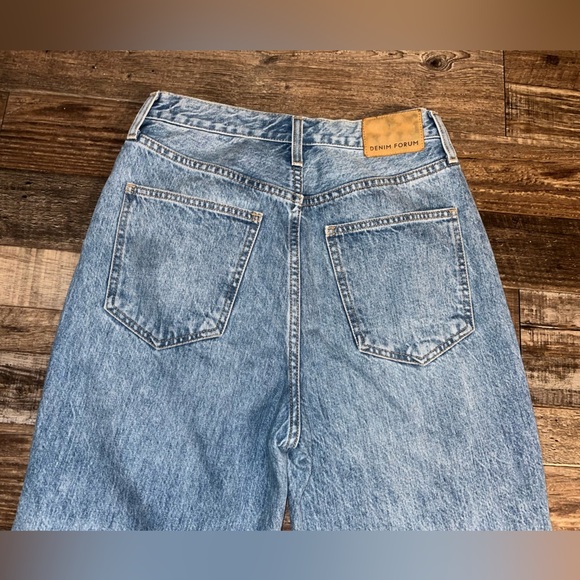 Denim Forum Blue Straight Leg Jeans with Cropped Finish - Picture 7 of 8